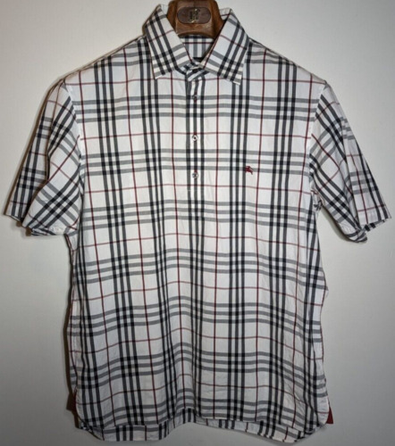 BURBERRY BLACK LABEL White Check Short Sleeve But… - image 1