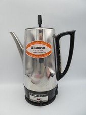 LARGE VINTAGE NATIONAL AUTOMATIC CHROME COFFEE POT PERCOLATOR JUG