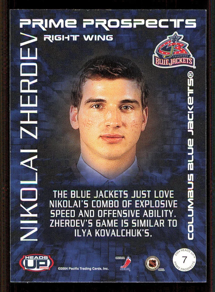 2003-04 Pacific Heads Up Prime Prospects #7 Nikolai Zherdev - Image 2 of 2