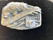 BASS AMERICAN SPORTSMAN SOCIETY BELT BUCKLE MADE IN USA 3''