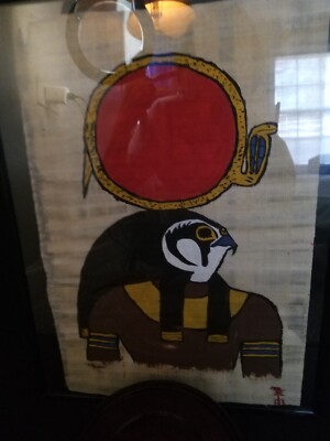 Artwork-Egyptian Scene Hand Painted On Papaya-13''x10''