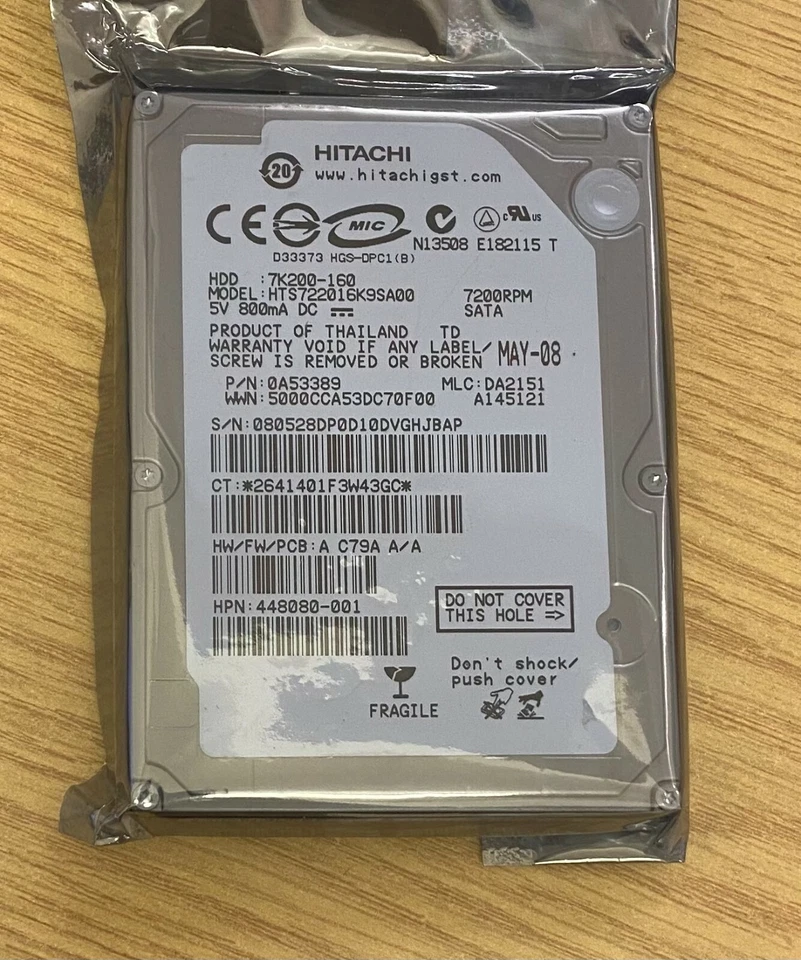 New Hitachi 160GB 2.5" SATA Laptop Hard Drive 7200rpm HTS722016K9SA00 - Image 3 of 3