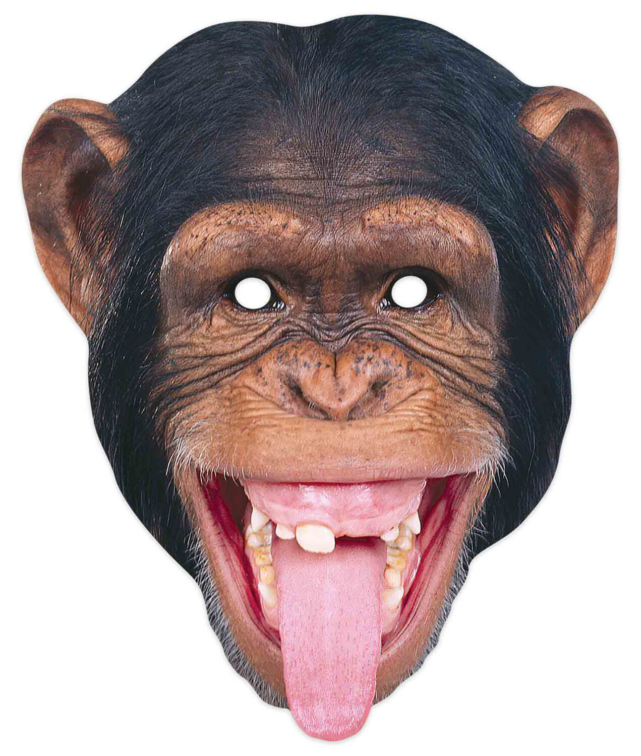 Chimpanzee Animal 2D Single Card Party Mask - World Book Day Wildlife Monkey