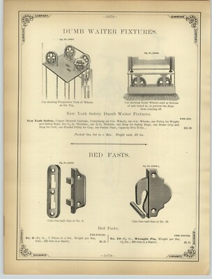 1894 PAPER AD New York Safety Dumb Waiter Elevator Fixture Weston Block & Tackle