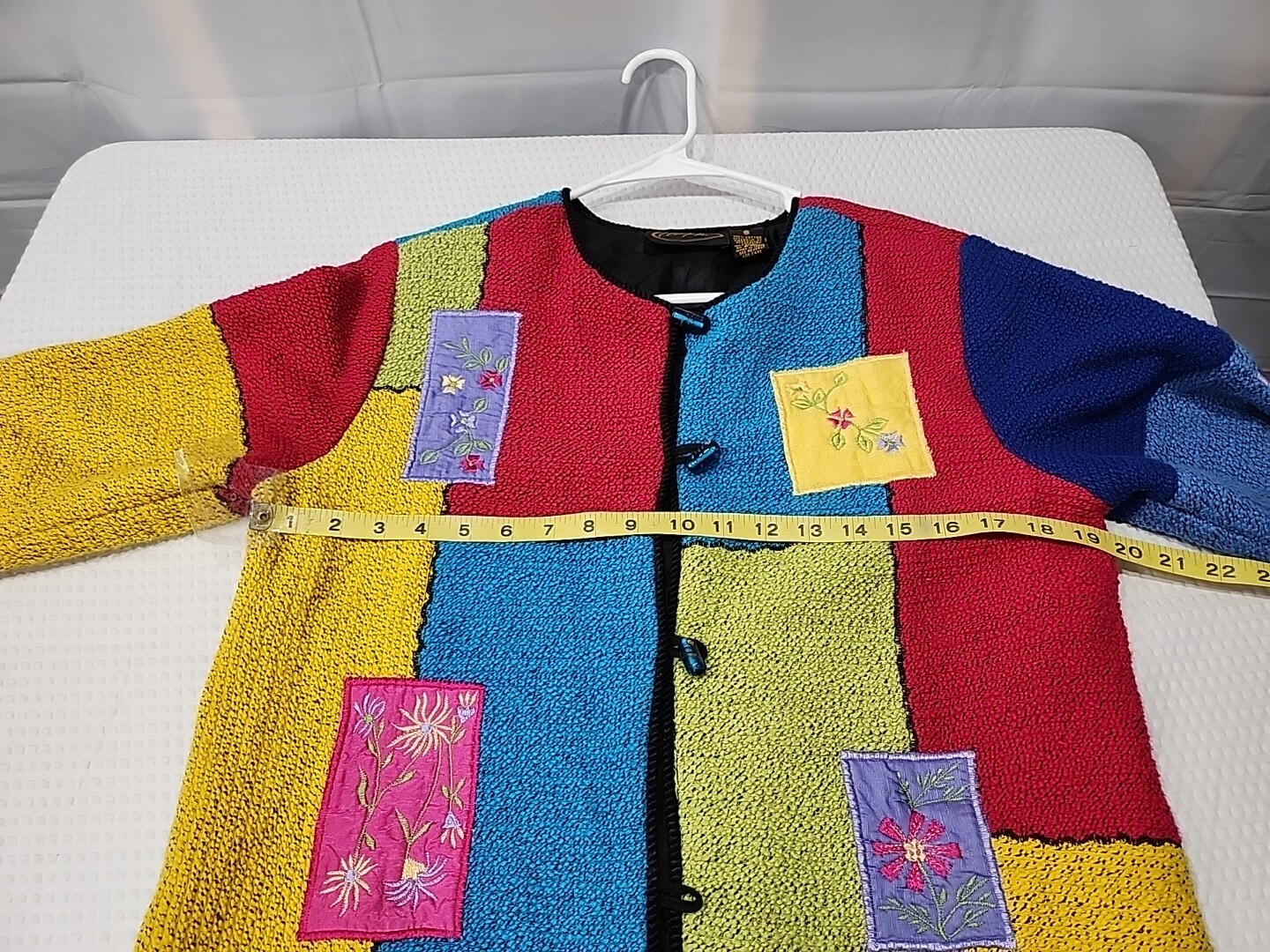 Alex Kim Small Embroidered Patchwork Button Jacke… - image 5