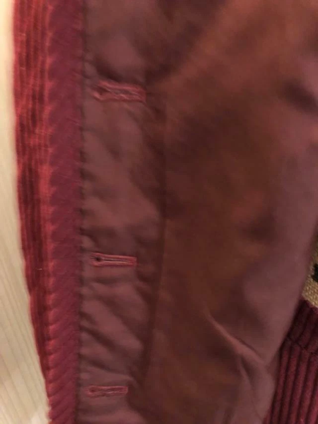 Traje para mujer Bogner Alemania terciopelo rojo pana ribete de cuero talla 8 Foto 4 de 4