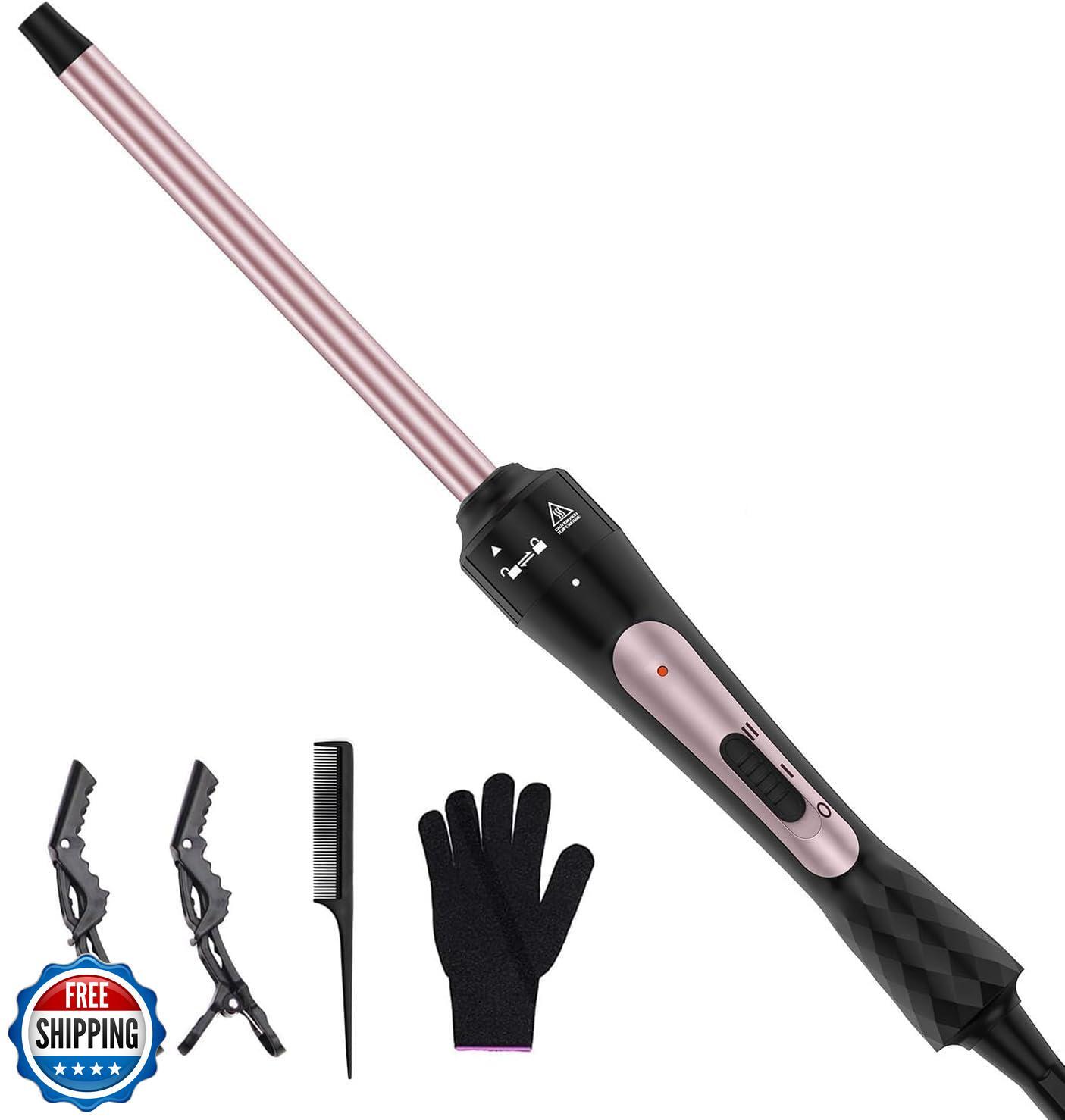 Karrong 3/8 Inch Tourmaline Ceramic Curling Wand for Short Hair