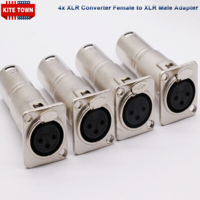 4x XLR Female to XLR Male Feed/Pass Thru Connector Adapter for D Panel Mounting
