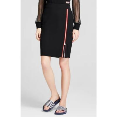 NWT Hunter for Target Black Red Side Zip Pencil Skirt Womens Small 
