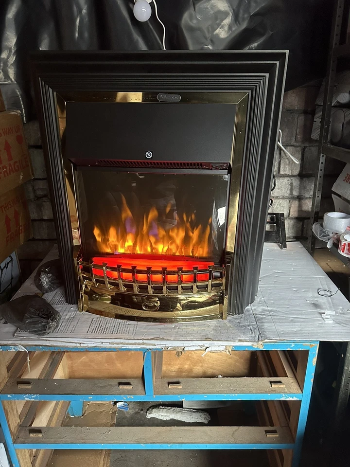 Dimplex CHT20X-BR Cheriton Deluxe Brass 2kW Freestanding Optiflame Electric Fire - Image 3 of 4