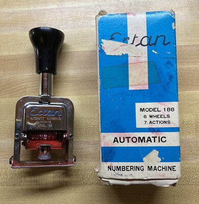 Vintage Ectan Model 188 Automatic Numbering Machine 6 Digit Germany