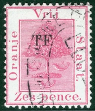 South Africa ORANGE FREE OFS QV Stamp 6d *TF* Overprint TELEGRAPH Used XBLUE101