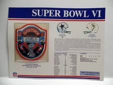 Official NFL Super Bowl VI Game Patch Stat Panel by Willabee Ward