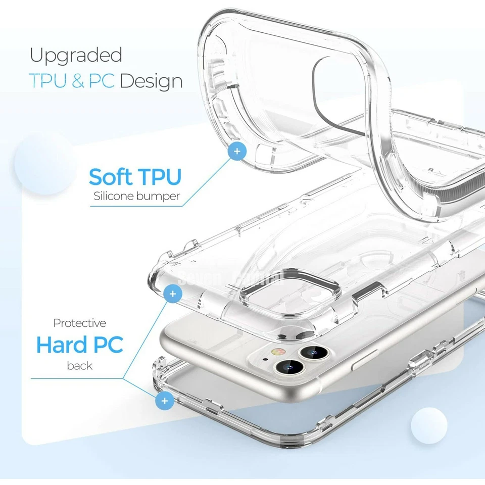 Funda protectora transparente a prueba de golpes para iPhone 16e 15 14 13 12 11 Pro Max X XR 7 8P SE Foto 3 de 4