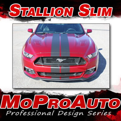 STALLION SLIM 7'' Wide Racing Rally Vinyl Graphics Stripes 2015-2017 Ford Mustang