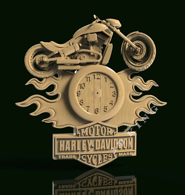 STL 3D Models Clock Harley Davidson for CNC Router 3D Printer Engraver Carving