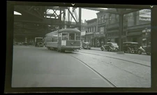 Orig 1930s NY&QT Trolley Jackson Av Queens Plaza LIC New York NYC Photo Negative