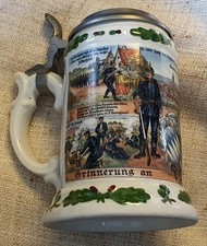 Porzellankrug Garnison Erlangen von Bayern  mit Bodenbild Lithopanie ca. 17 cm