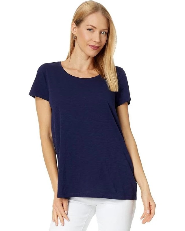 NEW Navy Blue LILLY PULITZER Etta Short Sleeve Scoop Neck Top Tee Shirt XXL NWT