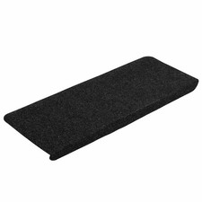 Stair Mats Carpet Tread Step Rug Self-adhesive 15 pcs Black vidaXL