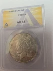 1935 Peace Dollar :  ANACS AU58