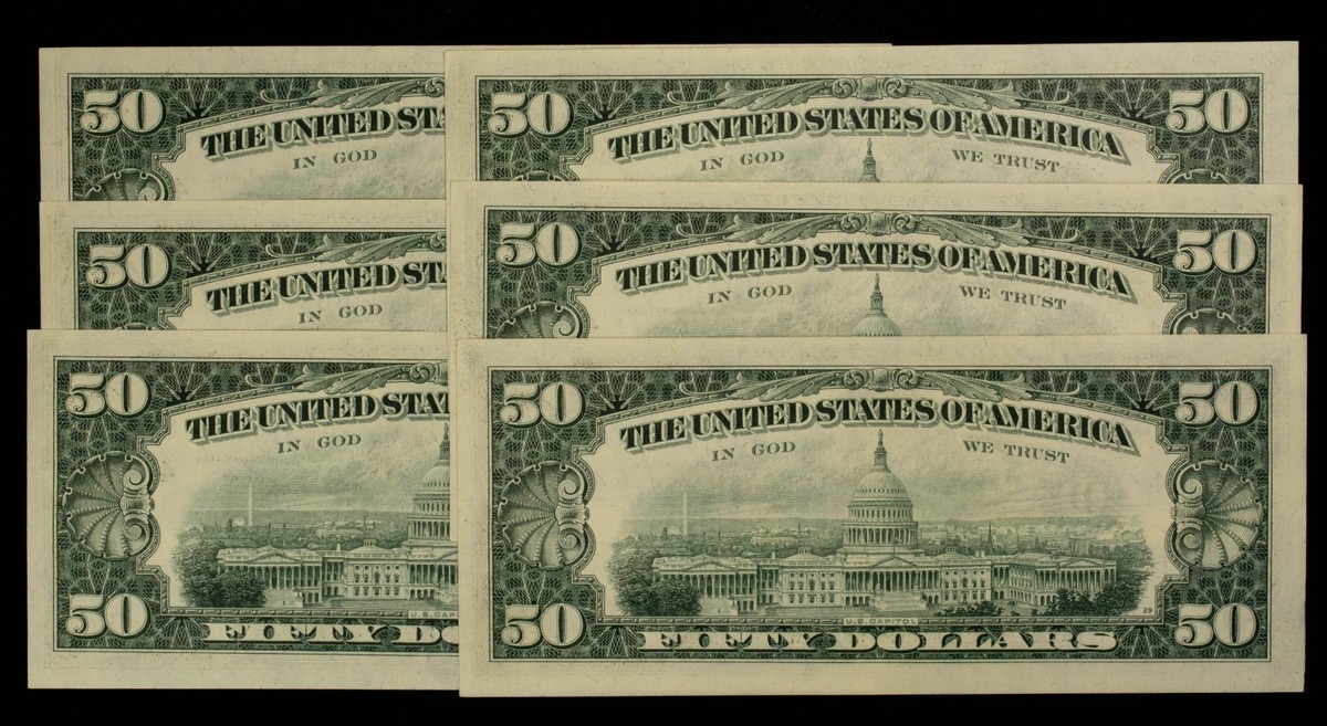 FR 2118-D $50 1974 Federal Reserve Note - 6 Consecutive - New High