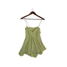 Vintage 2005 Rebecca Beeson Lime Green Lace Trim Babydoll Cami Top Mesh S USA