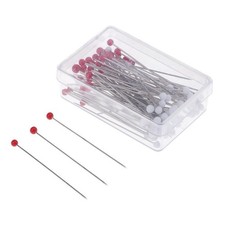 100 Pieces Red White Straight Glass Ball Head Sewing Pins