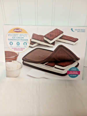 NEW CHEF'n SWEET SPOT ICE CREAM SANDWICH MAKER WITH RECIPE BOOK & SANDWICH MOLD