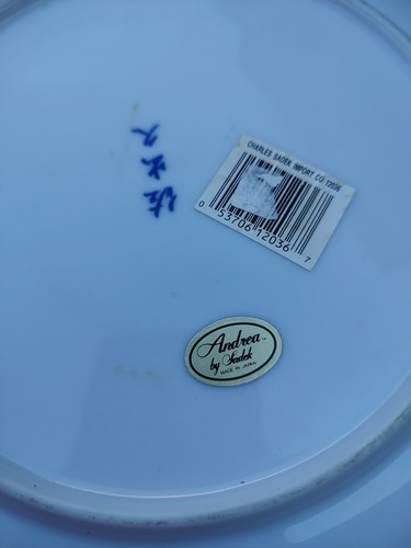 Vintage Andrea By Sadek Ceramic Blue And White Chinoiserie Floral 10” Plate - Picture 7 of 7