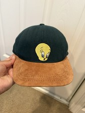 Vintage Looney Tunes Tweety Hat Cap Snap Back Green Warner Bros Youth 90s USA