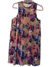 Velvet Mini Dress Womens Size LG  Dark Floral Sleeveless Whimsigoth Romantic Y2K