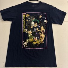 My Hero Academia Navy Blue Graphic T-Shirt Featuring Anime Characters Sz Small
