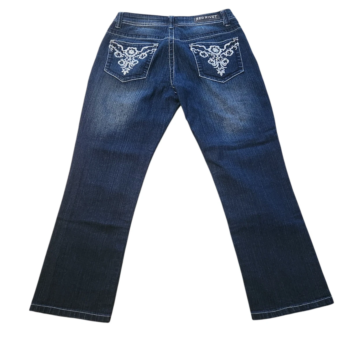 Jeans Skinny Red Rivet Avec Sequins Et Rivets - Taille 9, Délavage Foncé, Entrejambe 31", Très Bon état Occasion