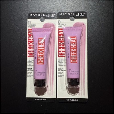 Maybelline New York Cheek Heat Gel-Cream Blush 10 Pink Scorch 0.27 fl oz(Lot -2)