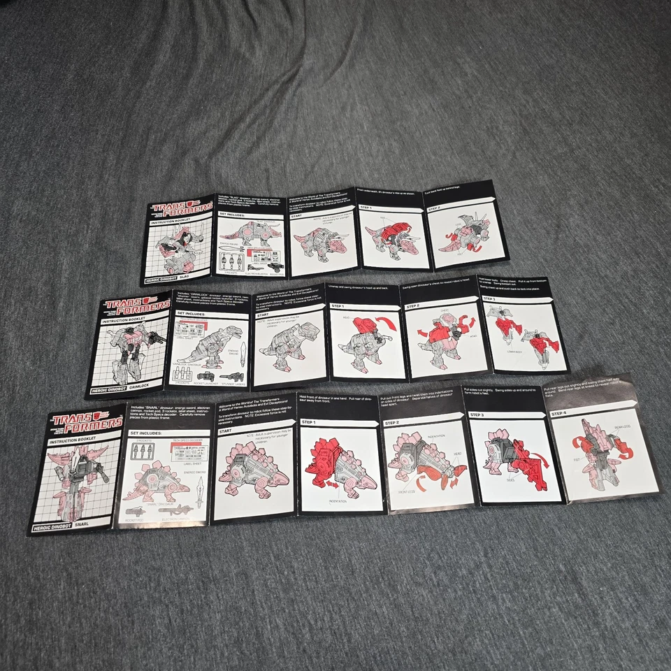 Transformers DINOBOTS Slag Snarl Grimlock Instructions Manual Booklet Hasbro G1 - Image 2 of 3