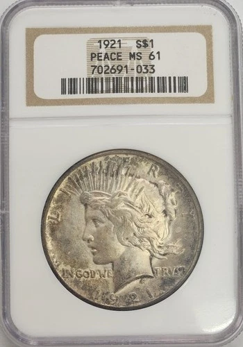 1921 Peace Dollar NGC MS61