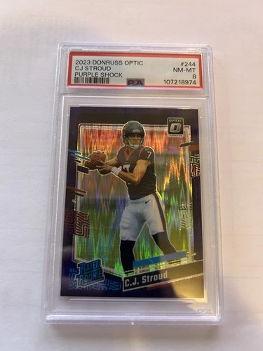 2023 Donruss Optic - Rated Rookie C.J. Stroud #244 Purple Shock Prizm (RC) PSA8