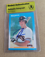 Bob Melvin Signed 1987 Fleer Baseball Card Giants BGS Coa