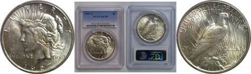 1927-S Peace Dollar   PCGS AU-58