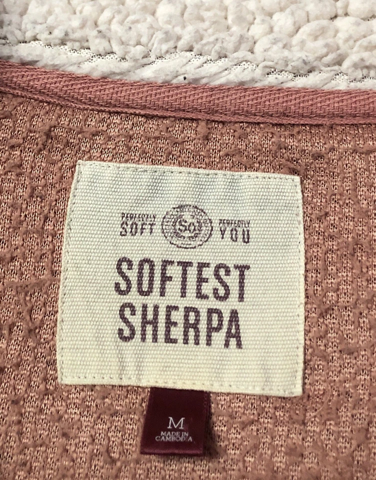 Pullover Sherpa 1/4 Cremallera De Colección Para Mujer TAN Acogedor Suave con Cuello Interior Blanco Talla M  Foto 3 de 4