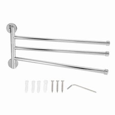 Hot Bathroom Wall Mounted Towel Rack Swing Out Rotating Towel Hanger Shelf 3