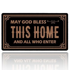 May God Bless This Home and All Who Enter Welcome Funny Door Mat Front Door M...