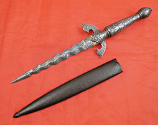 FINEST ANTIQUE SPAIN TOLEDO DAGGER KNIFE GOLD / BLUE DECORATION blade sword 1860