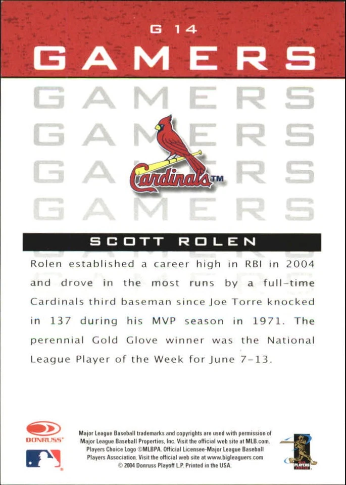 2005 Leaf Gamers #14 Scott Rolen - NM-MT - Image 2 of 2