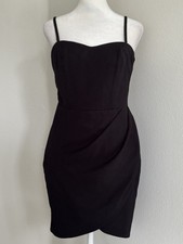XXI Ruched Bodycon Black Mini Dress, Size M