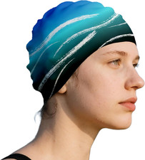 Swim Cap for Long Hair, Durable Silicone Swimming Caps for Women Adults Youths,
