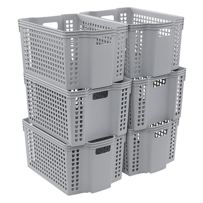 Plastic Deep Stacking Baskets Plastic Stackable Storage Baskets 6 Packs