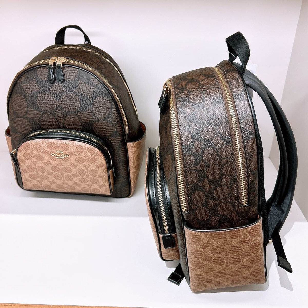 NWT Coach Court Backpack In Blocked Signature Canvas CZ771/CZ176