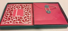 8 red pink white L INITIAL notes NOTE CARDS & MATCHING Envelopes notecards 4X4
